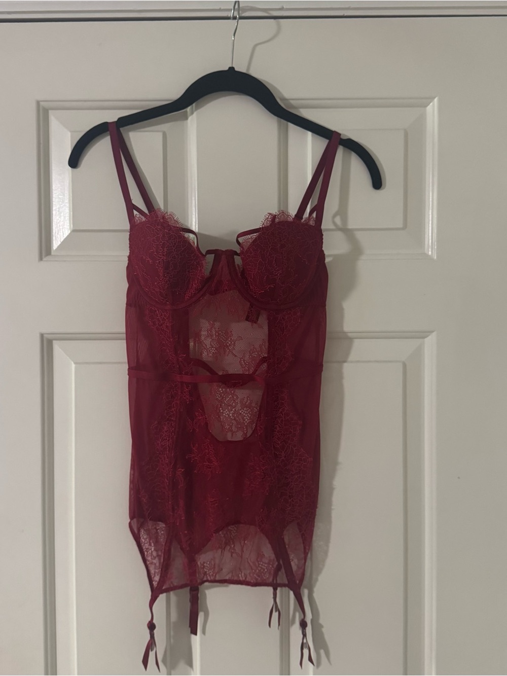 Victoria’s Secret Red Lace Garter Bustier Corset 34C
